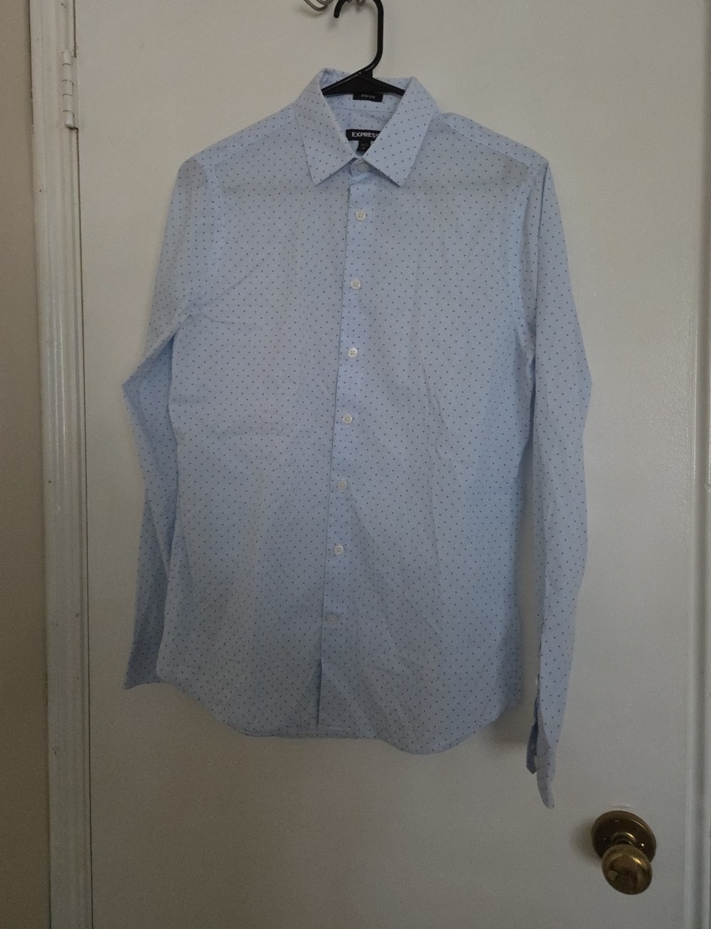 Express Light Blue Dress Shirt with Subtle Dot Print